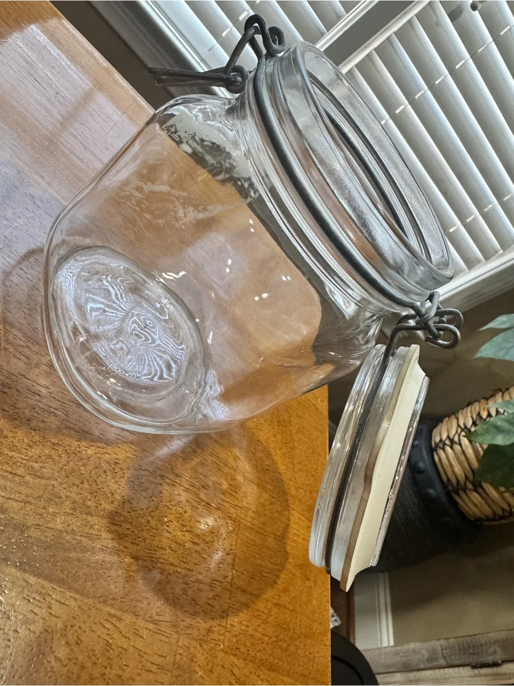Vintage Vetri Di Fidenza glass jar made in Italy Glass Clamp-Top Storage Jar